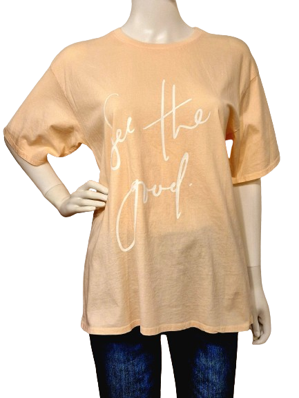 T-Shirt "See the good" Apricot