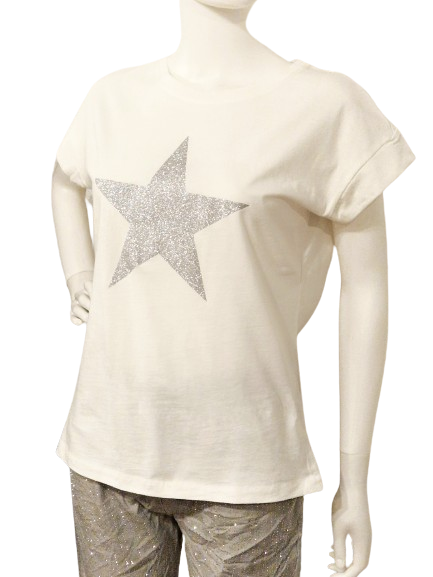 T-Shirt Glitter Star Silber