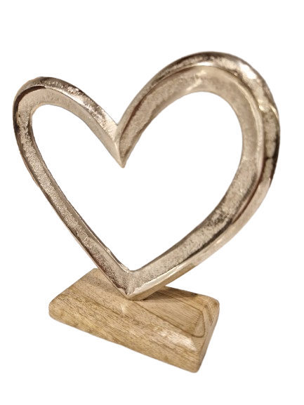 Herz auf Holzplatte Silber